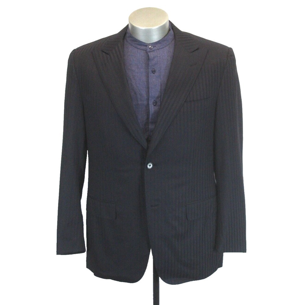 black stripe Ravazzolo peak lapel blazer jacket sport suit coat italy 52 42 R
